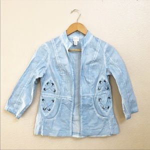 Chico’s zenergy blue chambray shirt jacket